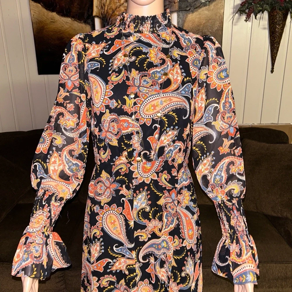 Julia Jordan ~ Size 4 ~ Floral/Paisley ~ Fall Colors ~ Brown/Beige/Yellow Dress - Picture 15 of 16